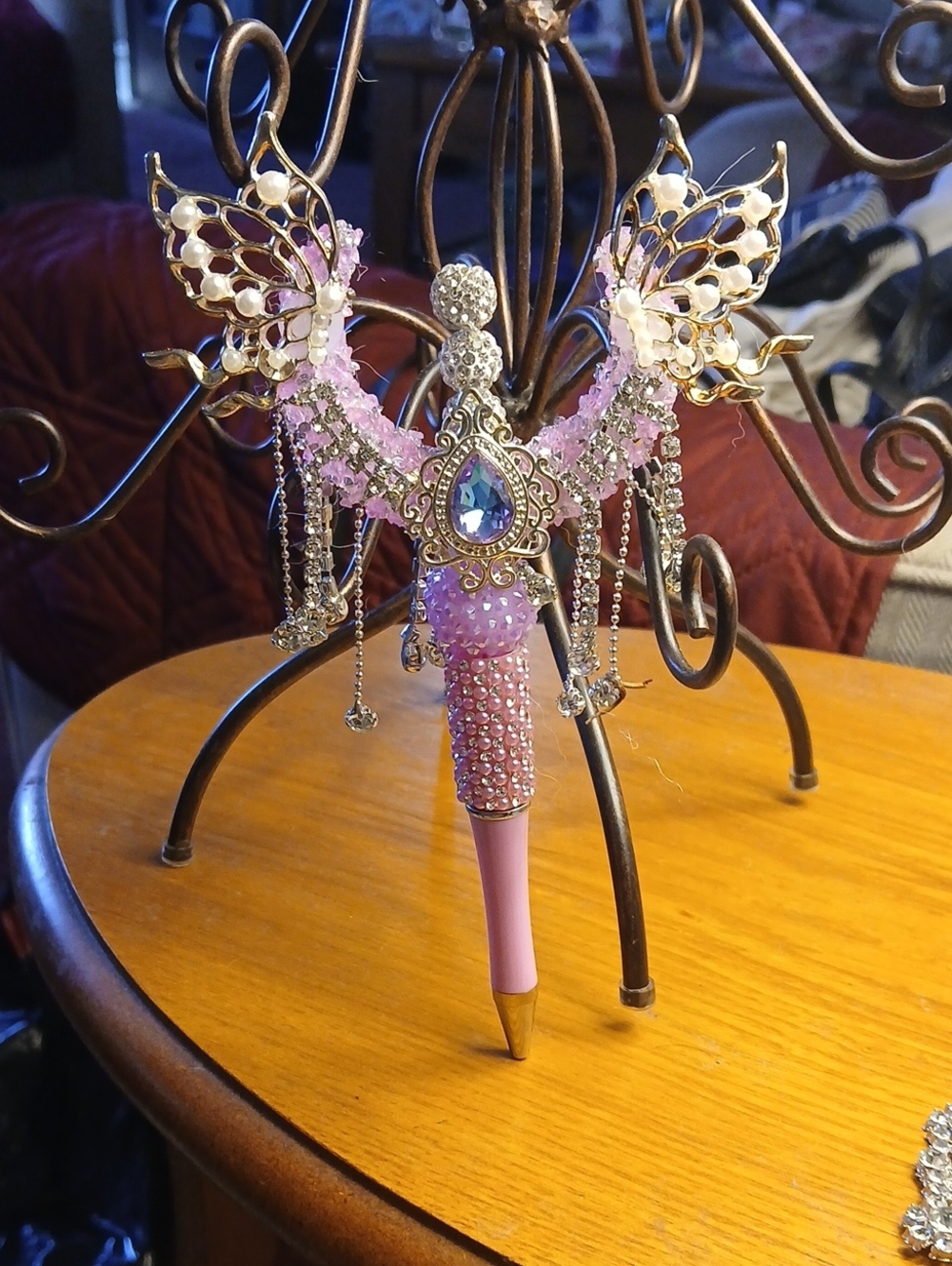 Pink Butterfly Crystal Drop Pen - Unbranded Gorgeous Handmade